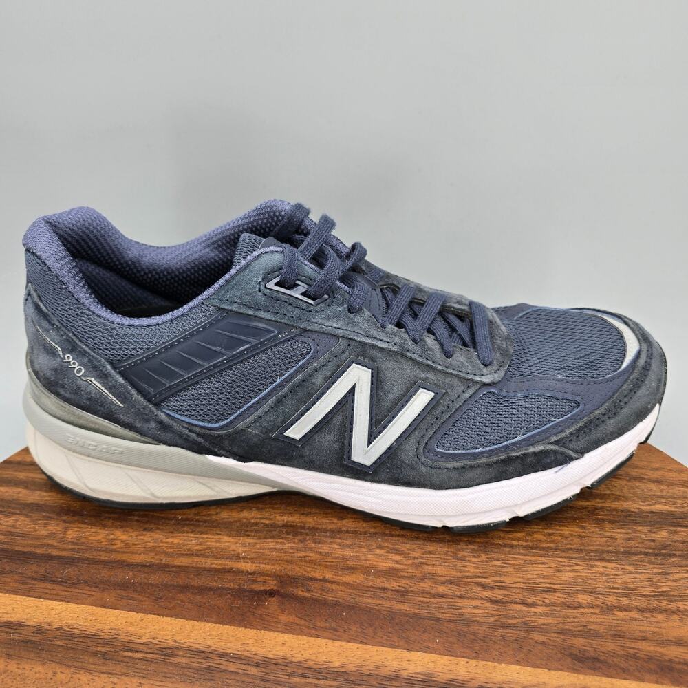 New Balance 990v5 Shoes Mens 9.5 D Navy Blue Suede Leather USA Athletic Sneakers